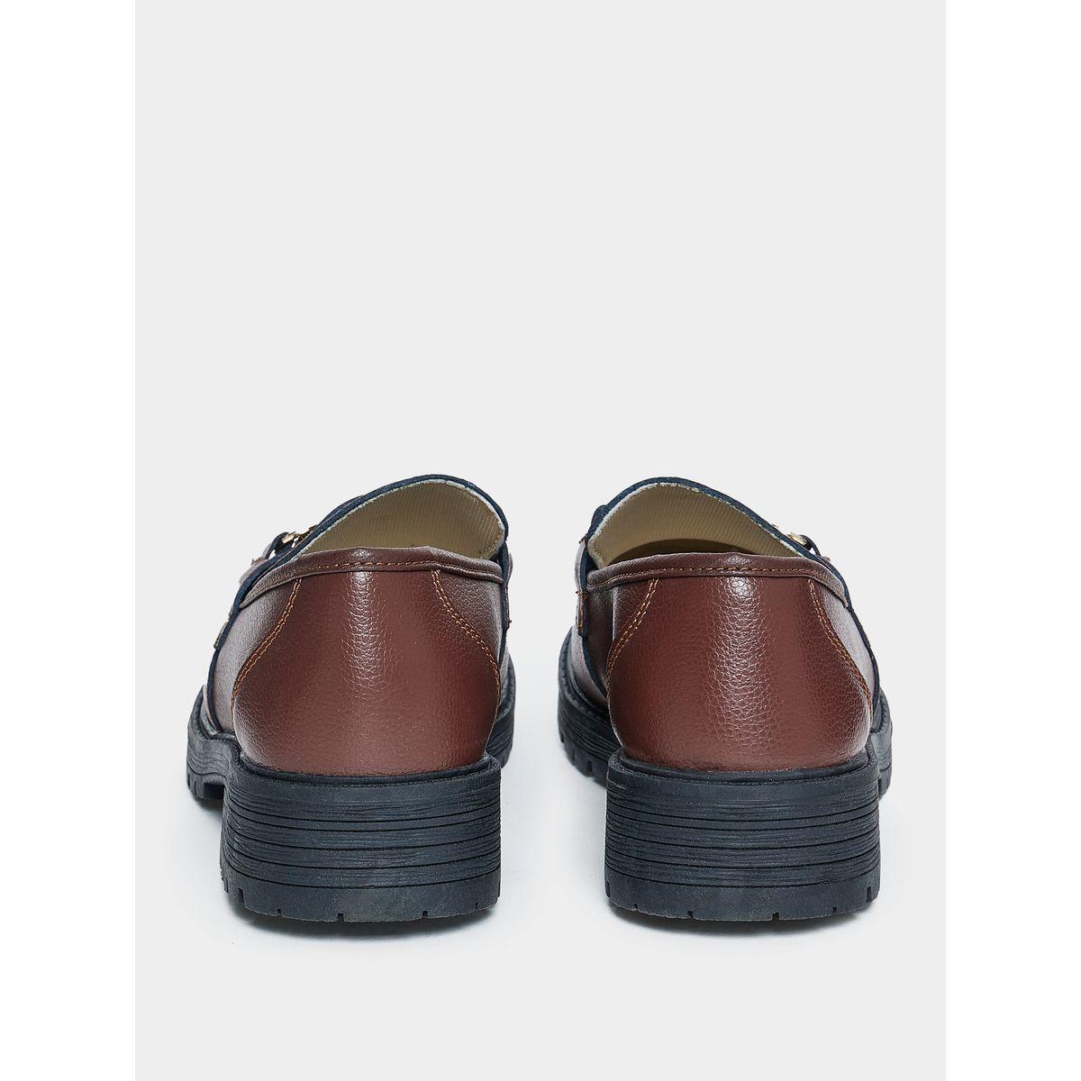 Styli Metal Link Accent Round Toe Loafers-women-shoes-loafersandmoccasins-image-3