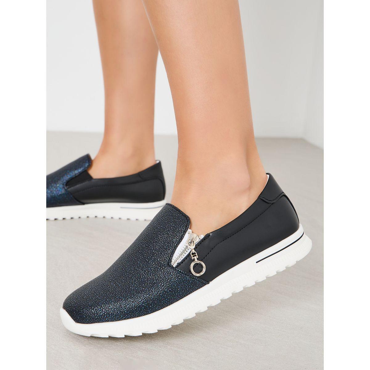 Styli Shimmer Look Zip Detail Casual Shoes-women-shoes-sneakers-image-1