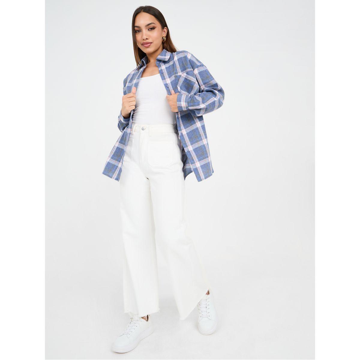 بلوزة طويلة واسعة مطبعة بمربعات-women-clothing-shirtsandblouses-shirts-image-2