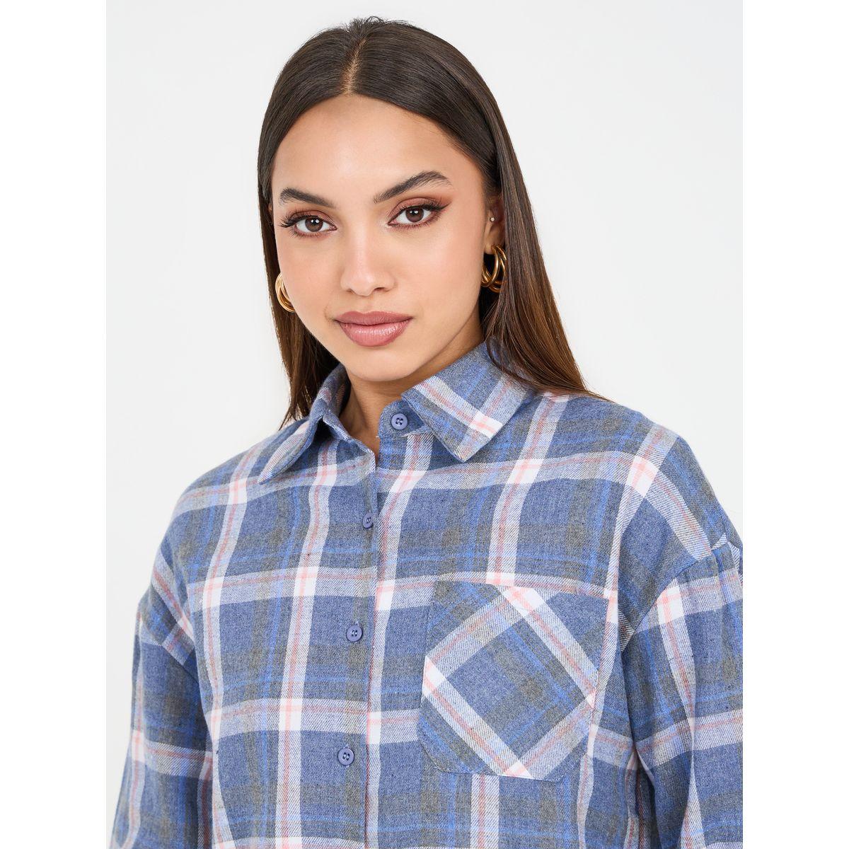 بلوزة طويلة واسعة مطبعة بمربعات-women-clothing-shirtsandblouses-shirts-image-4
