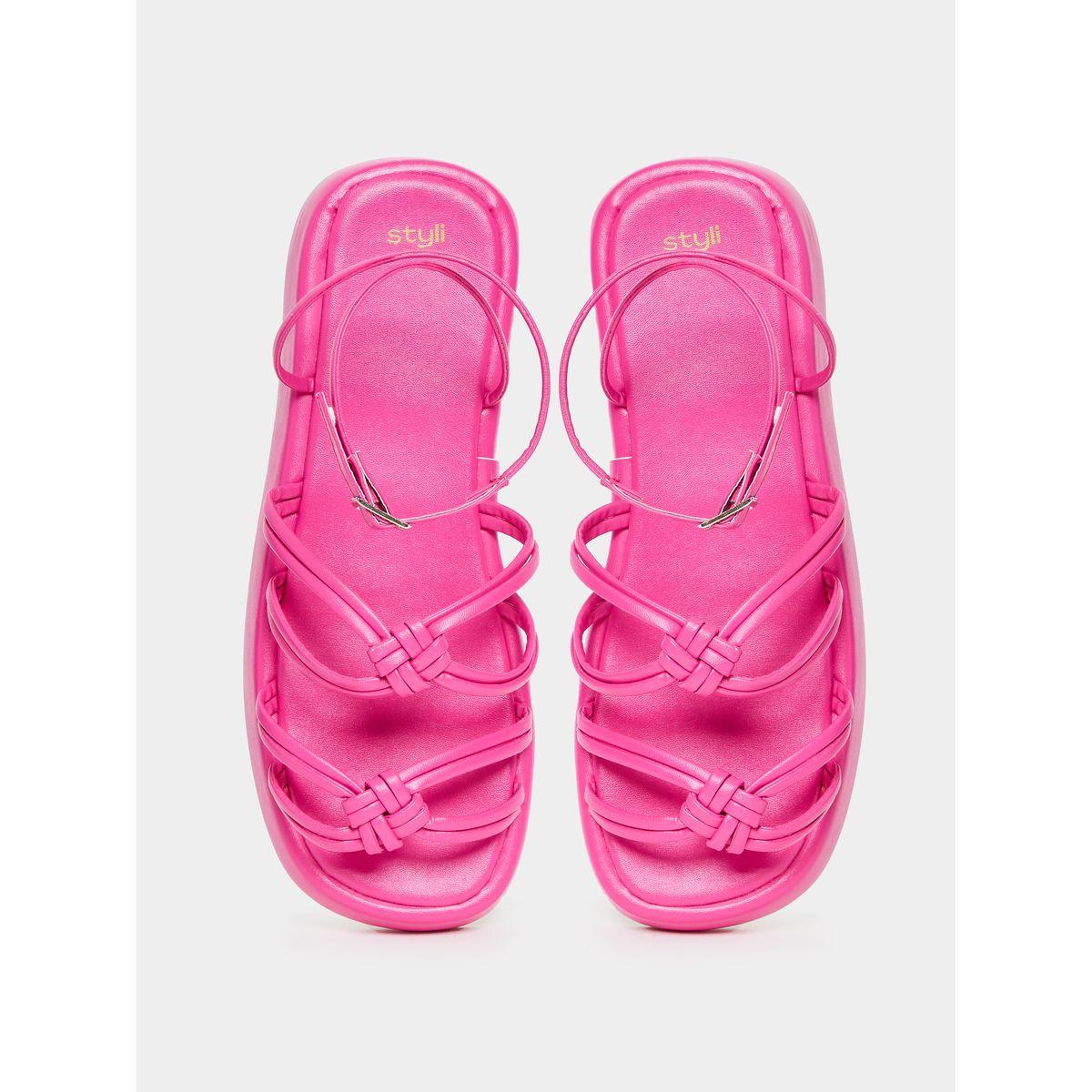 Styli Knotted Strap Buckle Closure Flat Sandals-women-shoes-sandals-flats-image-5
