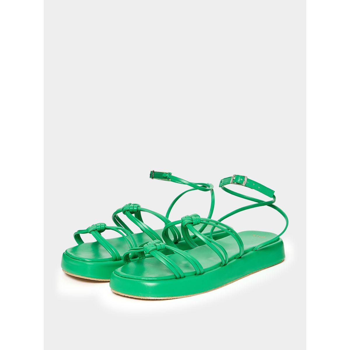 Styli Knotted Strap Buckle Closure Flat Sandals-women-shoes-sandals-flats-image-3