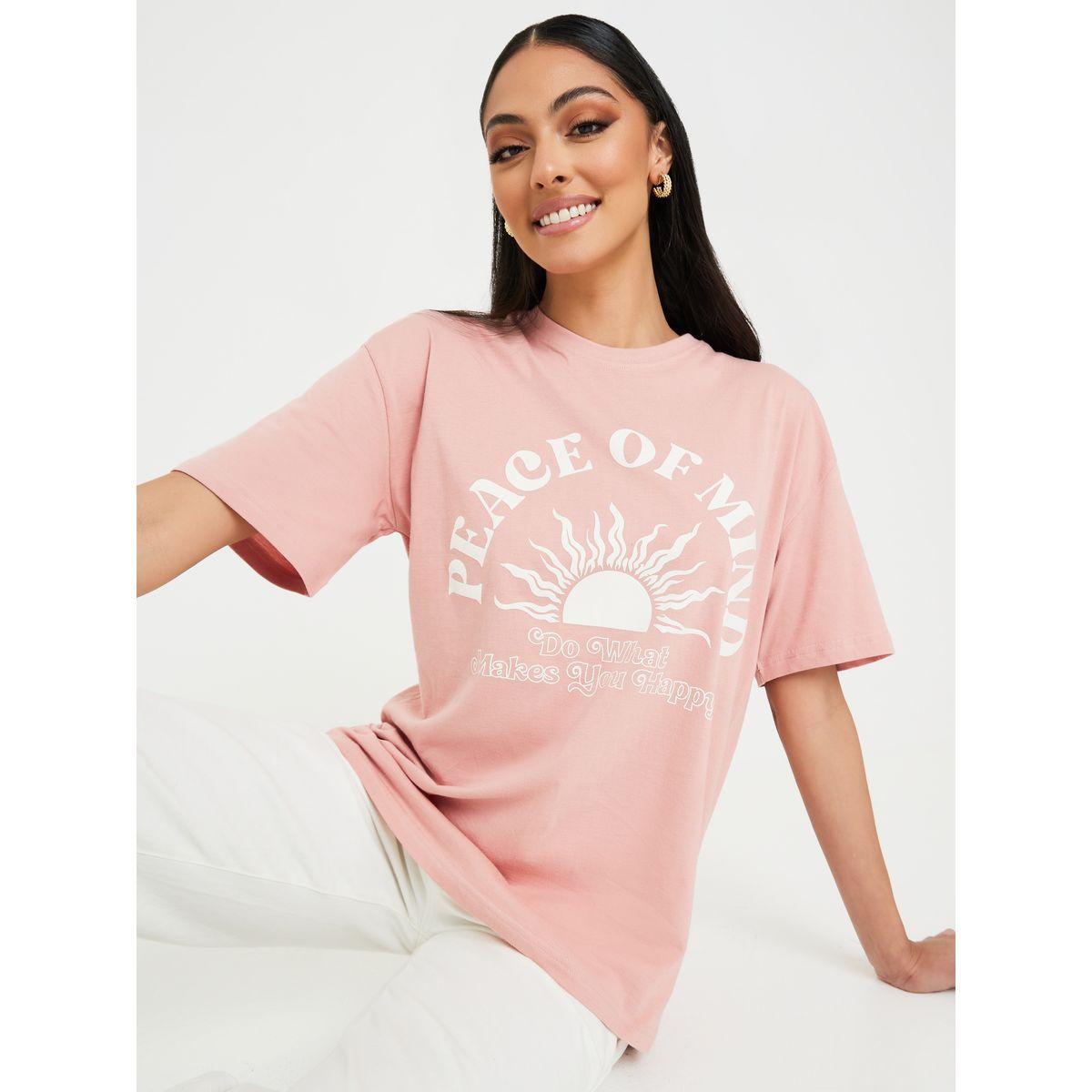 Styli Oversized Peace Of Mind Graphic Print Longline T-shirt-women-clothing-tshirts-image-1