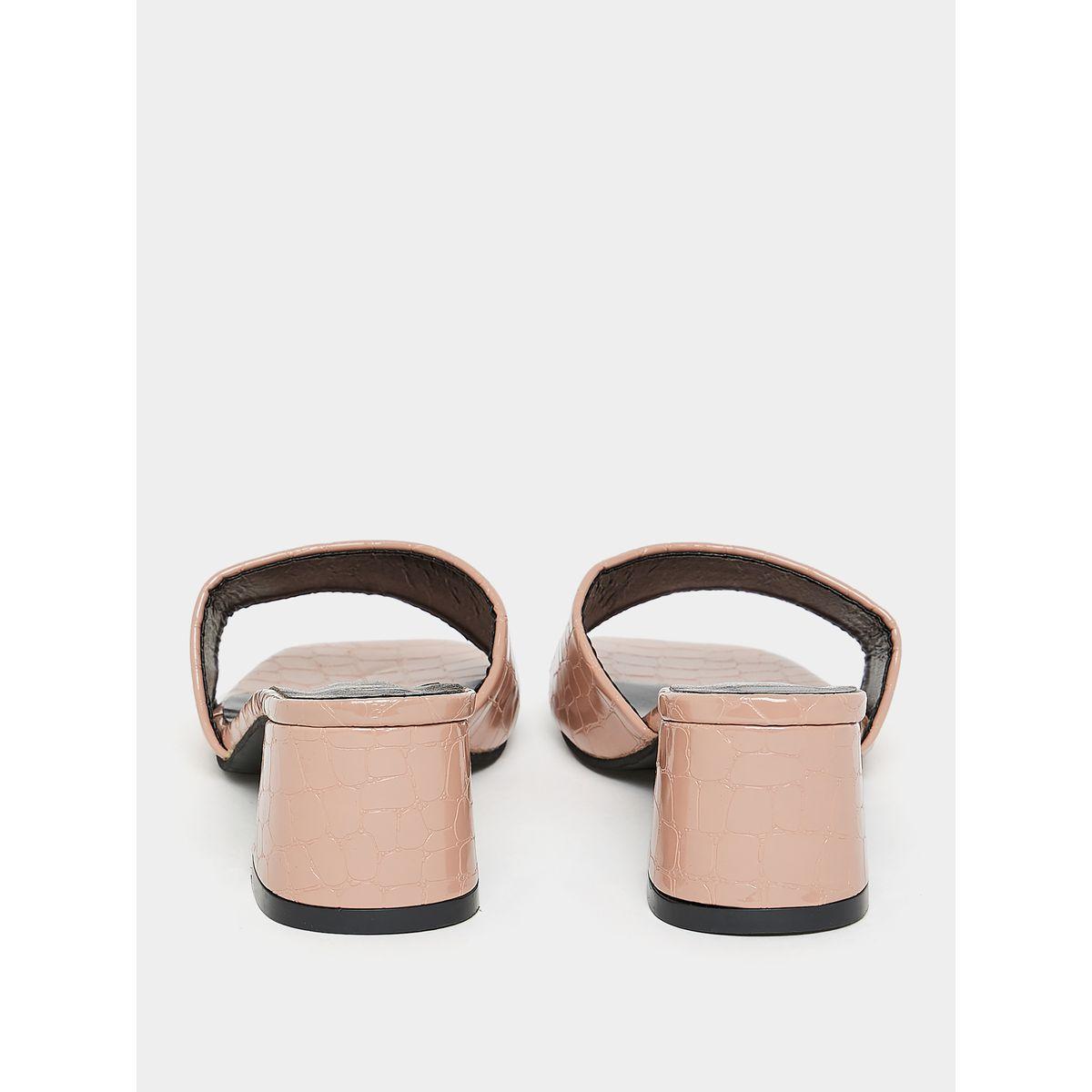 Styli Asymmetric Strap Textured Block Heel Sandals-women-shoes-heels-image-4