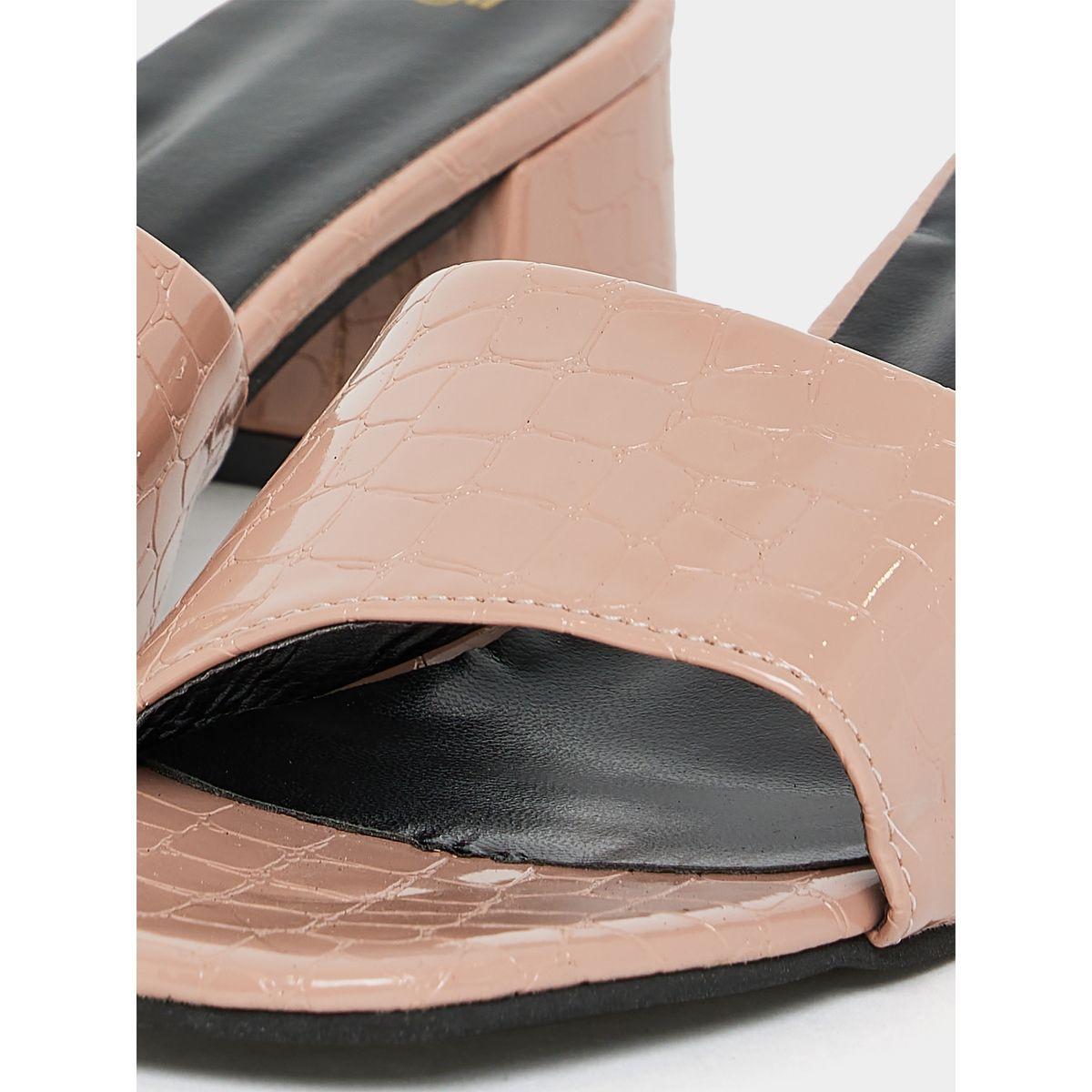 Styli Asymmetric Strap Textured Block Heel Sandals-women-shoes-heels-image-6
