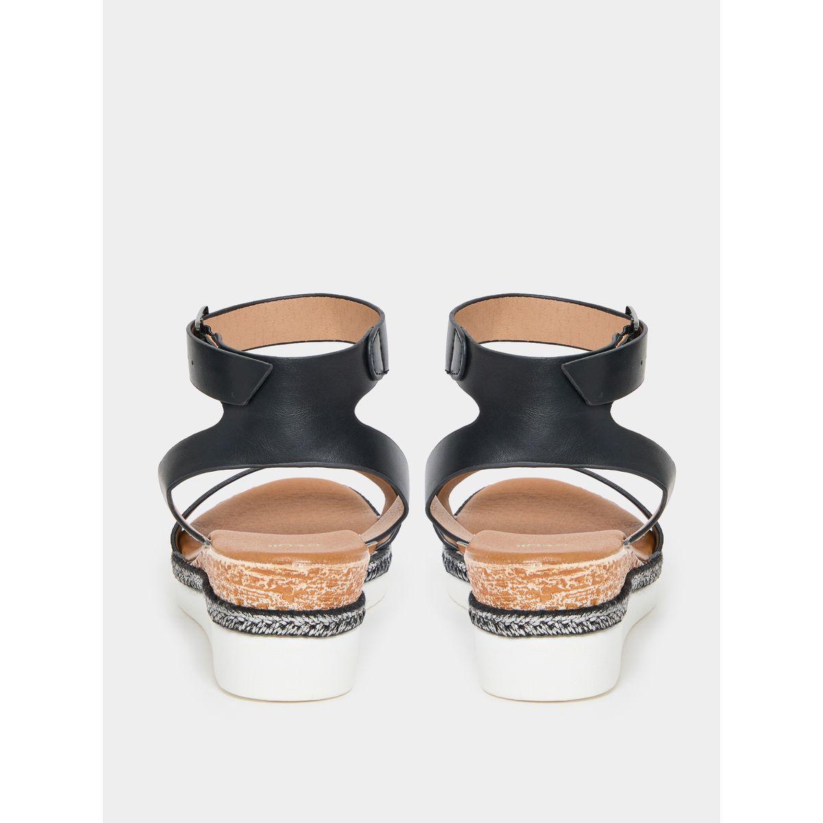 Styli Textured Ankle Buckle Flat Sandal-women-shoes-sandals-flats-image-3