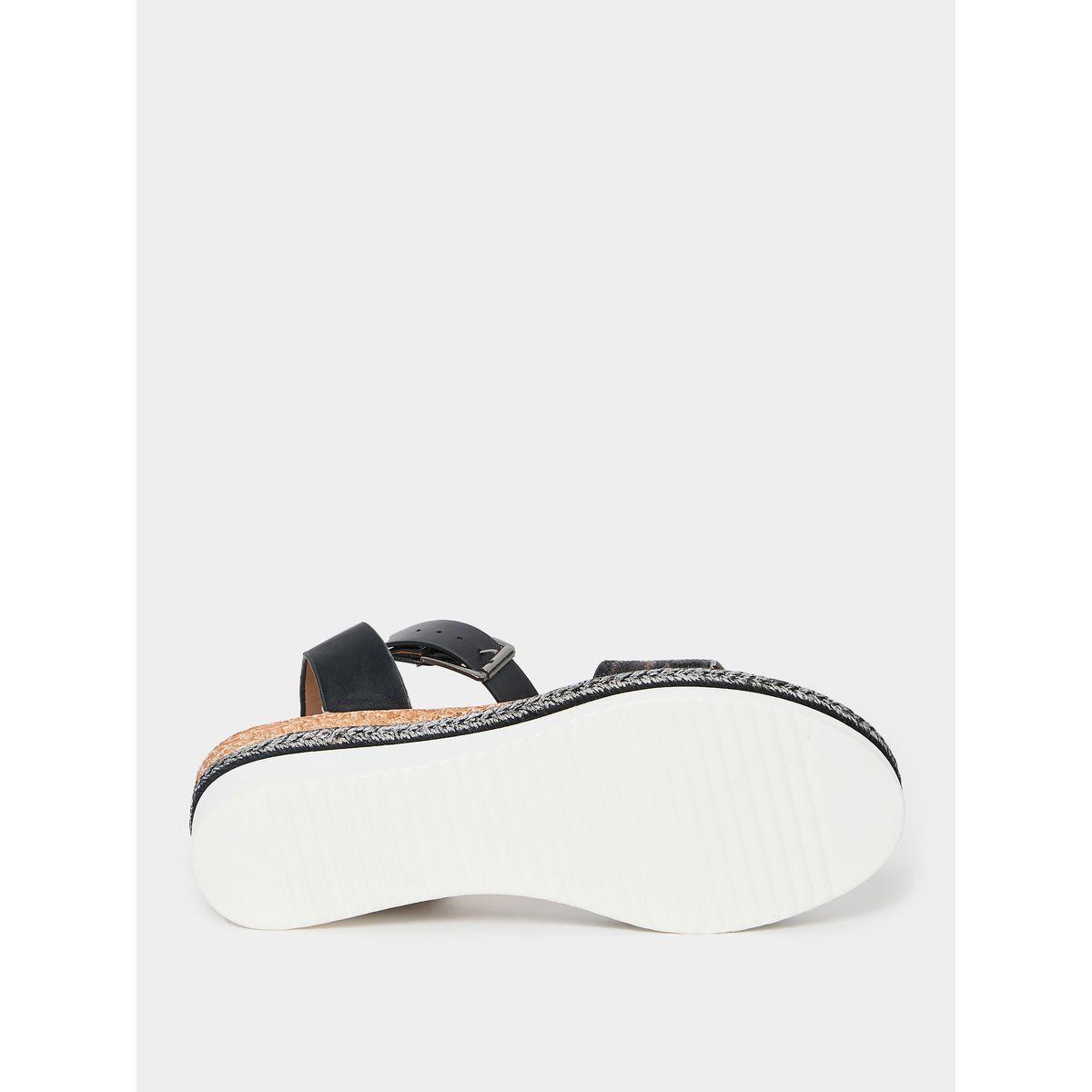 Styli Textured Ankle Buckle Flat Sandal-women-shoes-sandals-flats-image-6