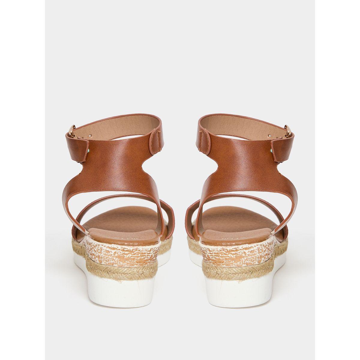 Styli Textured Ankle Buckle Flat Sandal-women-shoes-sandals-flats-image-4