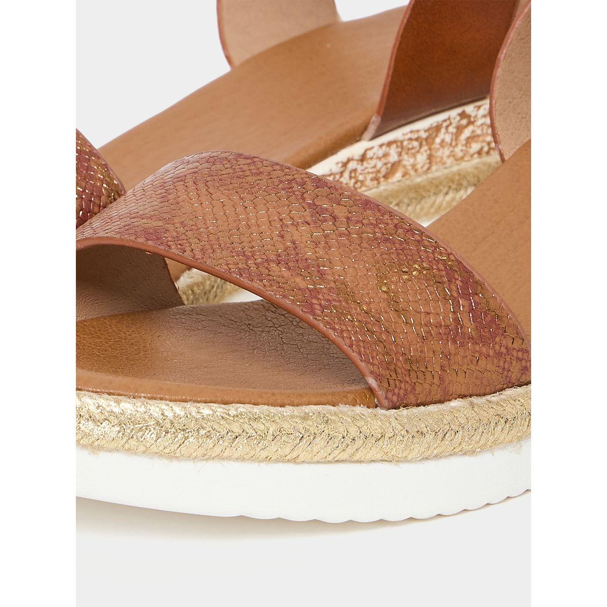 Styli Textured Ankle Buckle Flat Sandal-women-shoes-sandals-flats-image-6