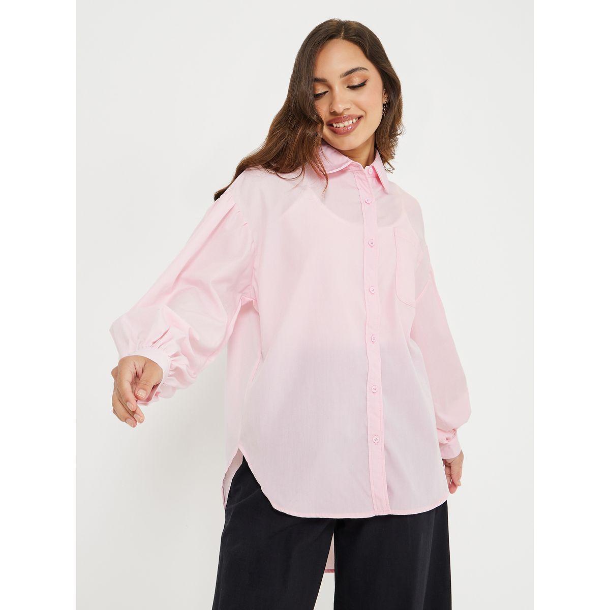 Styli Balloon Sleeve Oversized High Low Hem Shirt-women-clothing-shirtsandblouses-shirts-image-3