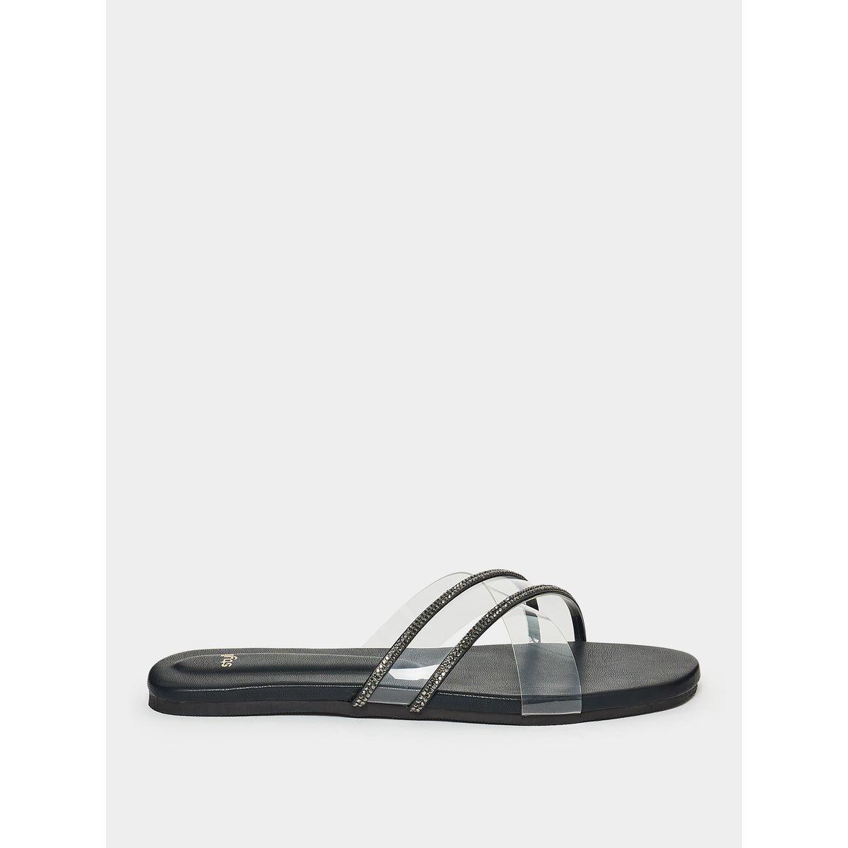 Styli Cross Band Embellished Sandals-women-shoes-sandals-flats-image-2