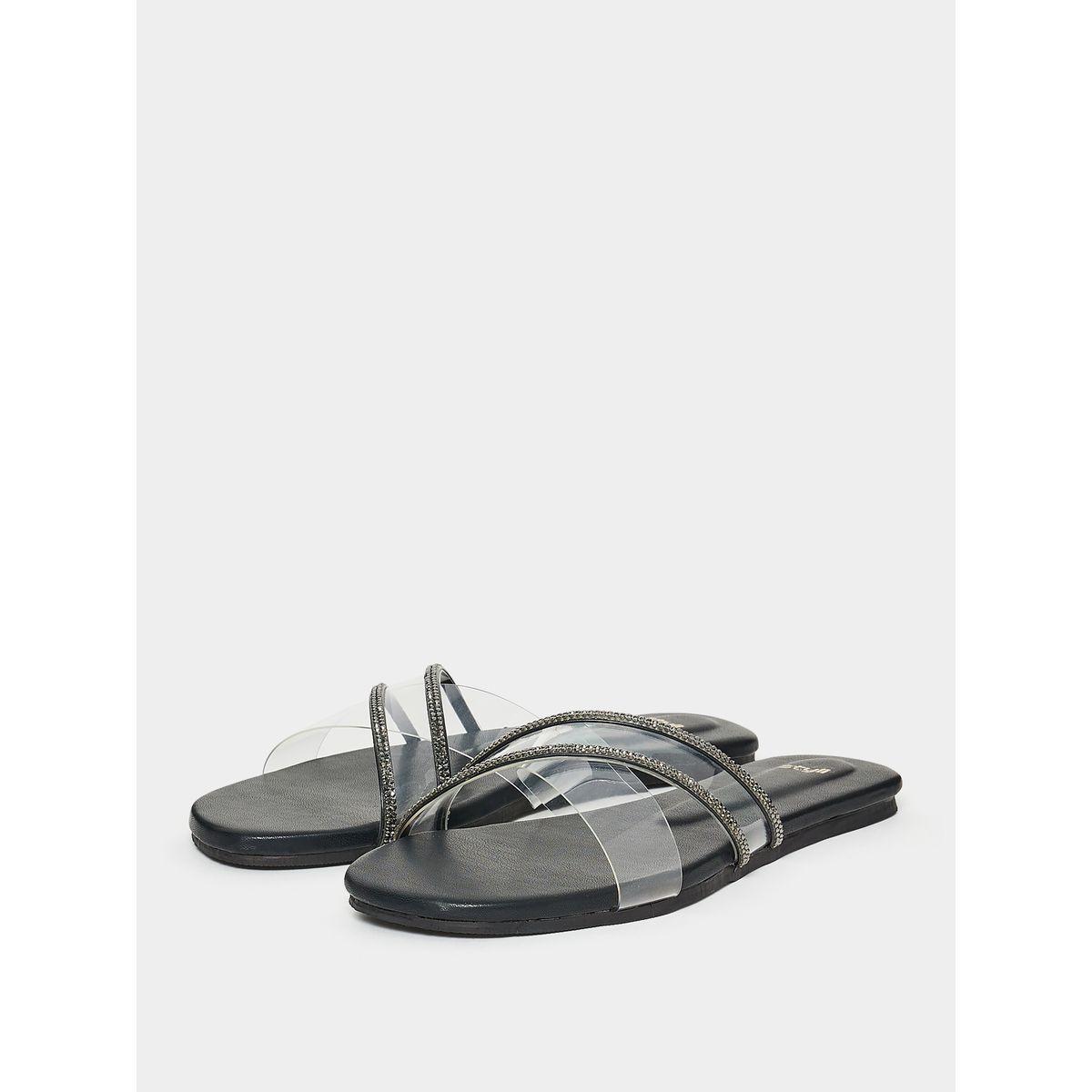 Styli Cross Band Embellished Sandals-women-shoes-sandals-flats-image-3