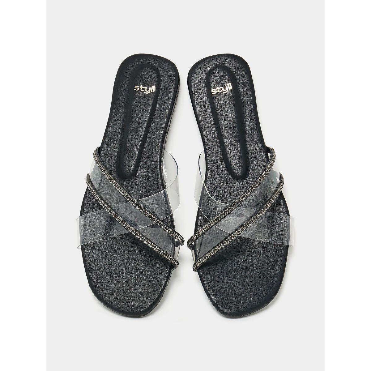 Styli Cross Band Embellished Sandals-women-shoes-sandals-flats-image-5