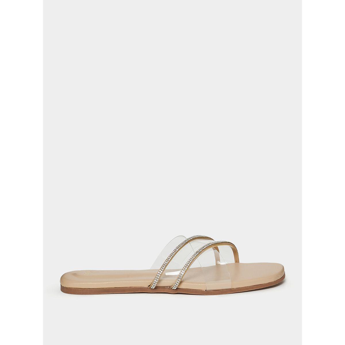 Styli Cross Band Embellished Sandals-women-shoes-sandals-flats-image-2