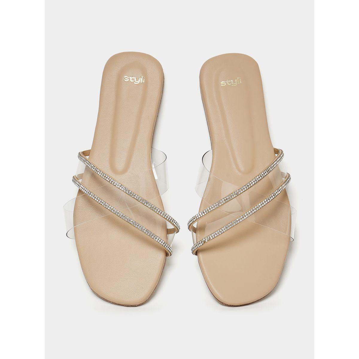 Styli Cross Band Embellished Sandals-women-shoes-sandals-flats-image-5