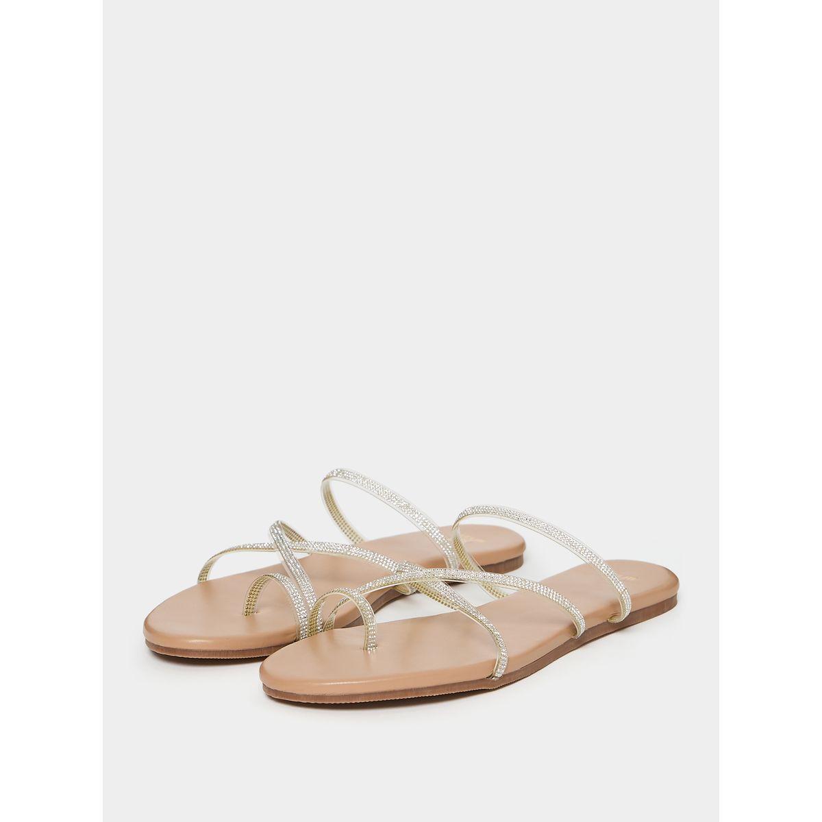 Styli Embellished Criss Cross Strap Flat Sandals-women-shoes-sandals-flats-image-3