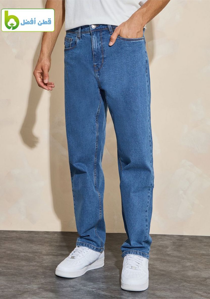 Buy Men's Styli Cotton Stretch 5-Pocket Relaxed Fit Jeans Online |  Centrepoint KSA