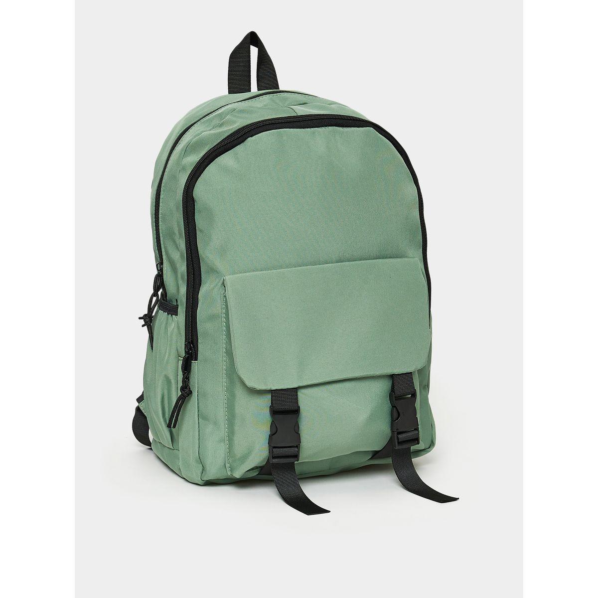 Styli Buckle Pocket Detail Solid Backpack-women-bagsandwallets-backpacks-image-1