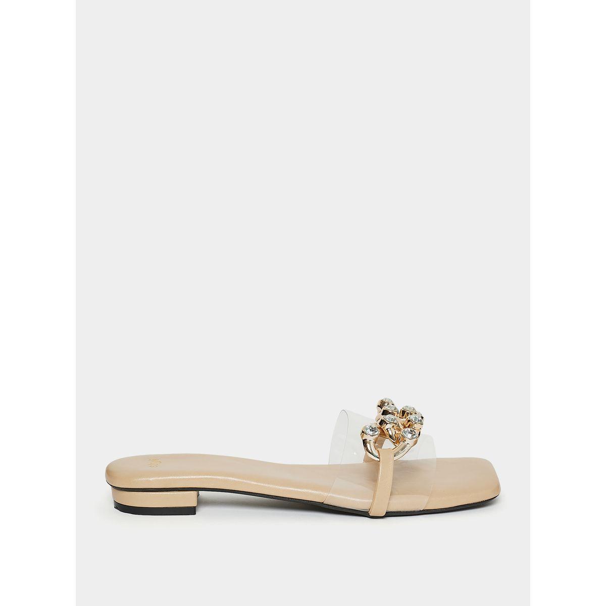 صندل فلات بسير مزين بحلية-women-shoes-sandals-flats-image-1