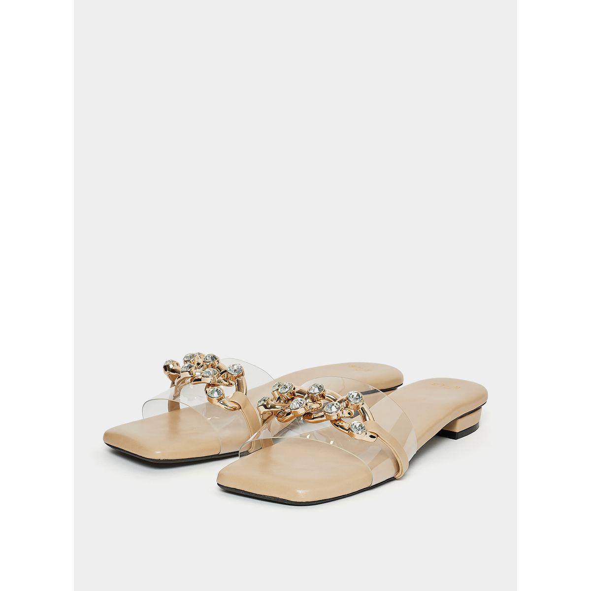 صندل فلات بسير مزين بحلية-women-shoes-sandals-flats-image-3