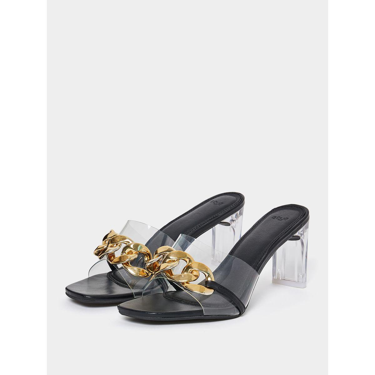 Styli Chain Embellished Mid Heel Sandal-women-shoes-heels-image-3