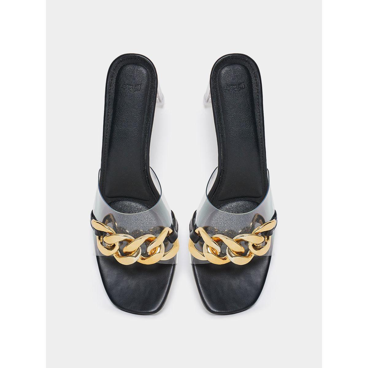 Styli Chain Embellished Mid Heel Sandal-women-shoes-heels-image-5