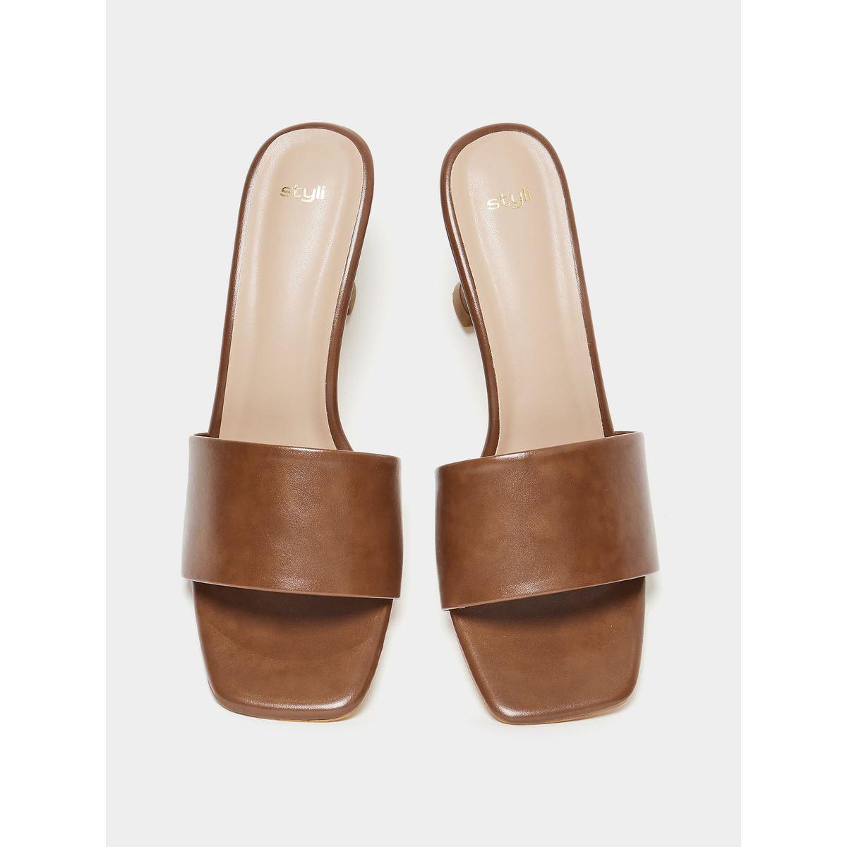 Styli Single Band Spool Heel Sandals-women-shoes-heels-image-5