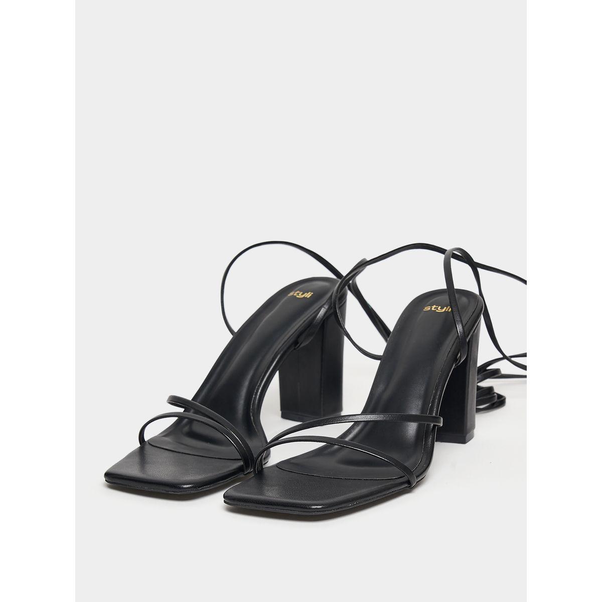 Styli Tie Around Criss Cross Block Heel Sandals-women-shoes-heels-image-3