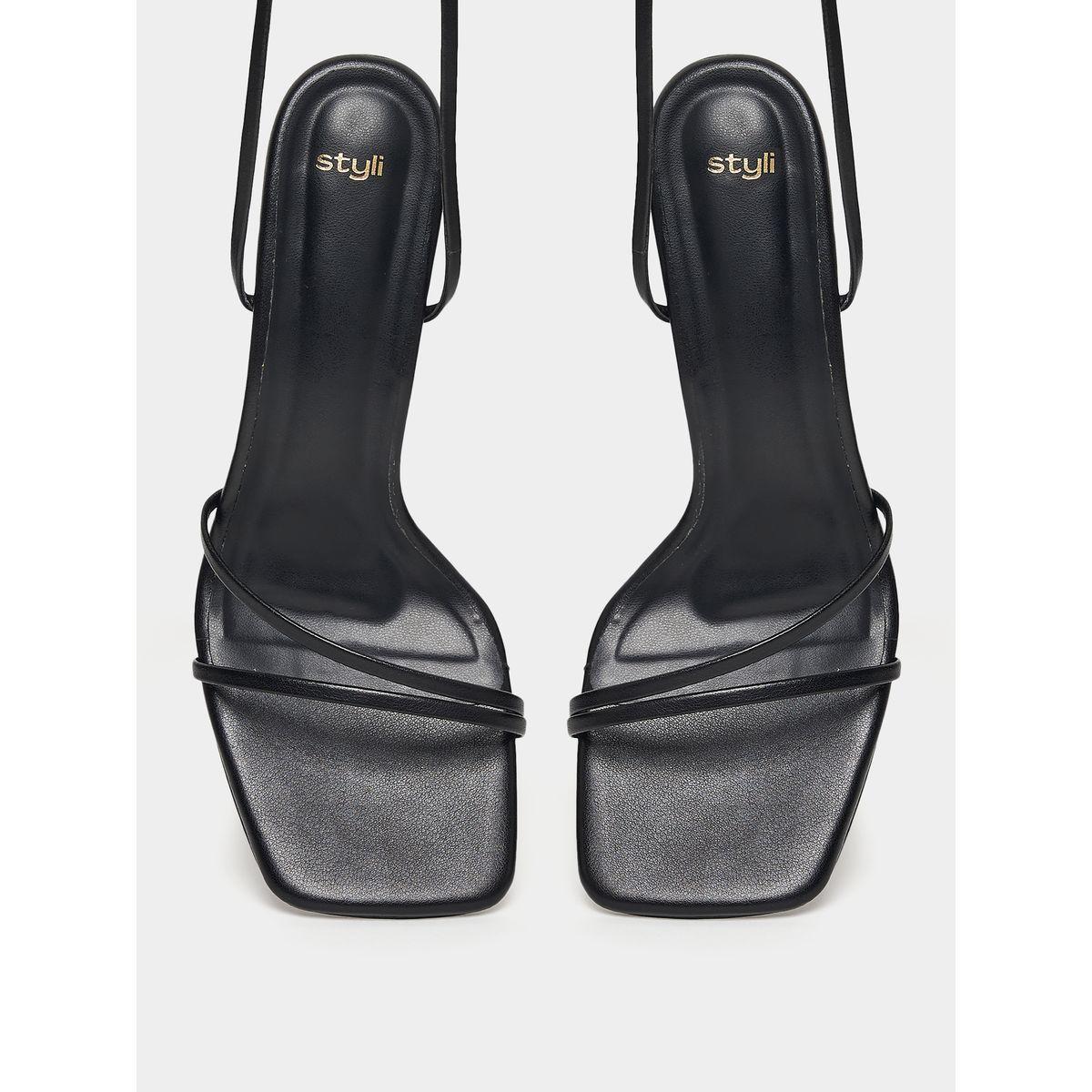Styli Tie Around Criss Cross Block Heel Sandals-women-shoes-heels-image-5