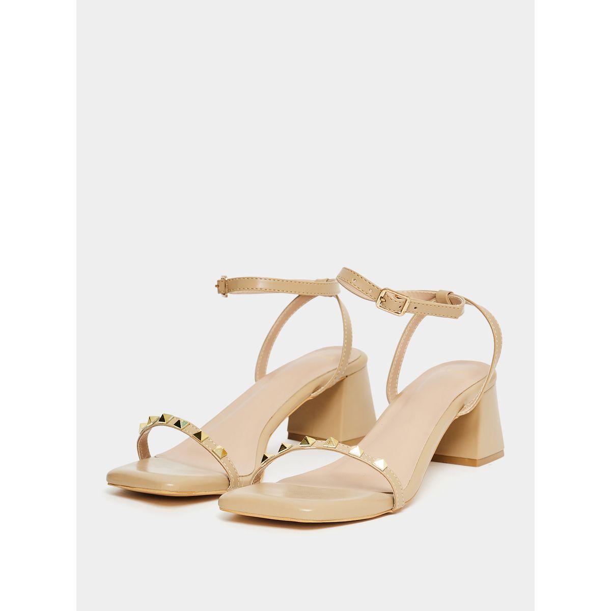 Styli Studded Strap Block Heel Sandals-women-shoes-heels-image-4