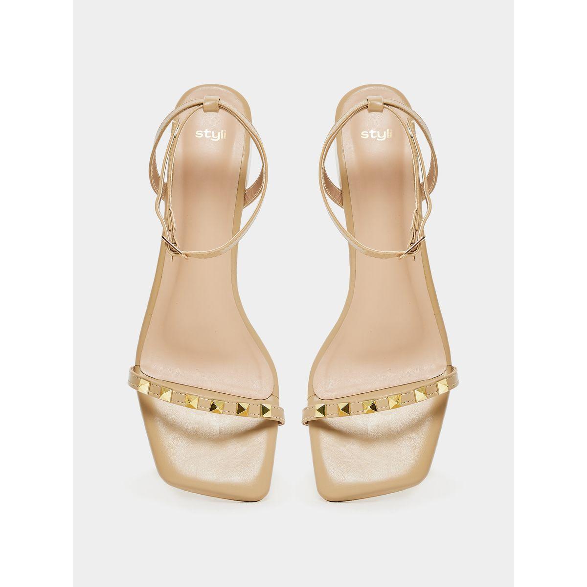 Styli Studded Strap Block Heel Sandals-women-shoes-heels-image-5