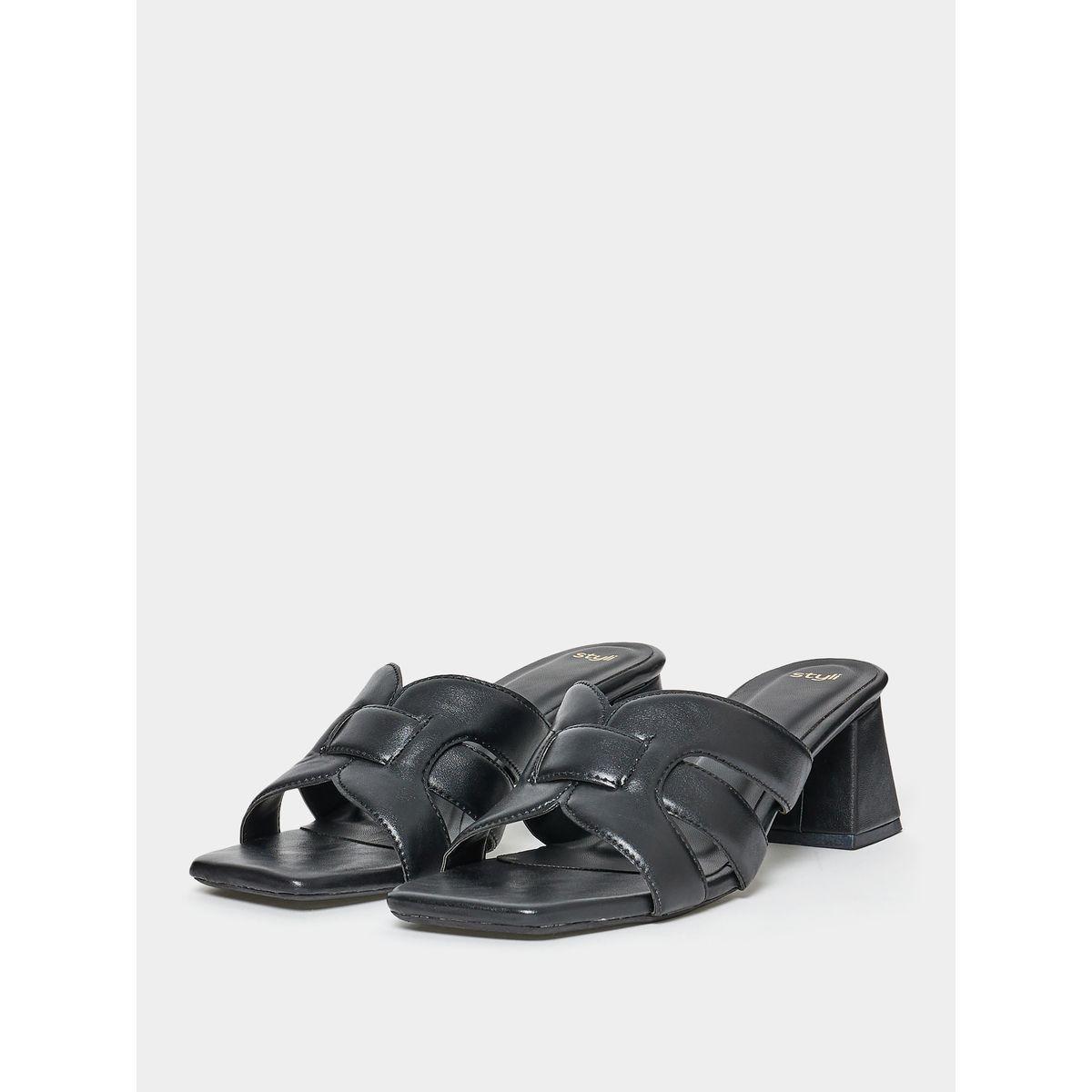Styli Tailored Cut Band Block Heel Sandals-women-shoes-heels-image-3