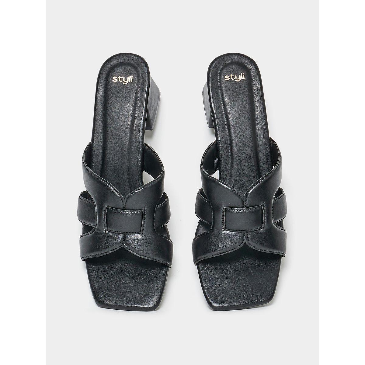 Styli Tailored Cut Band Block Heel Sandals-women-shoes-heels-image-5