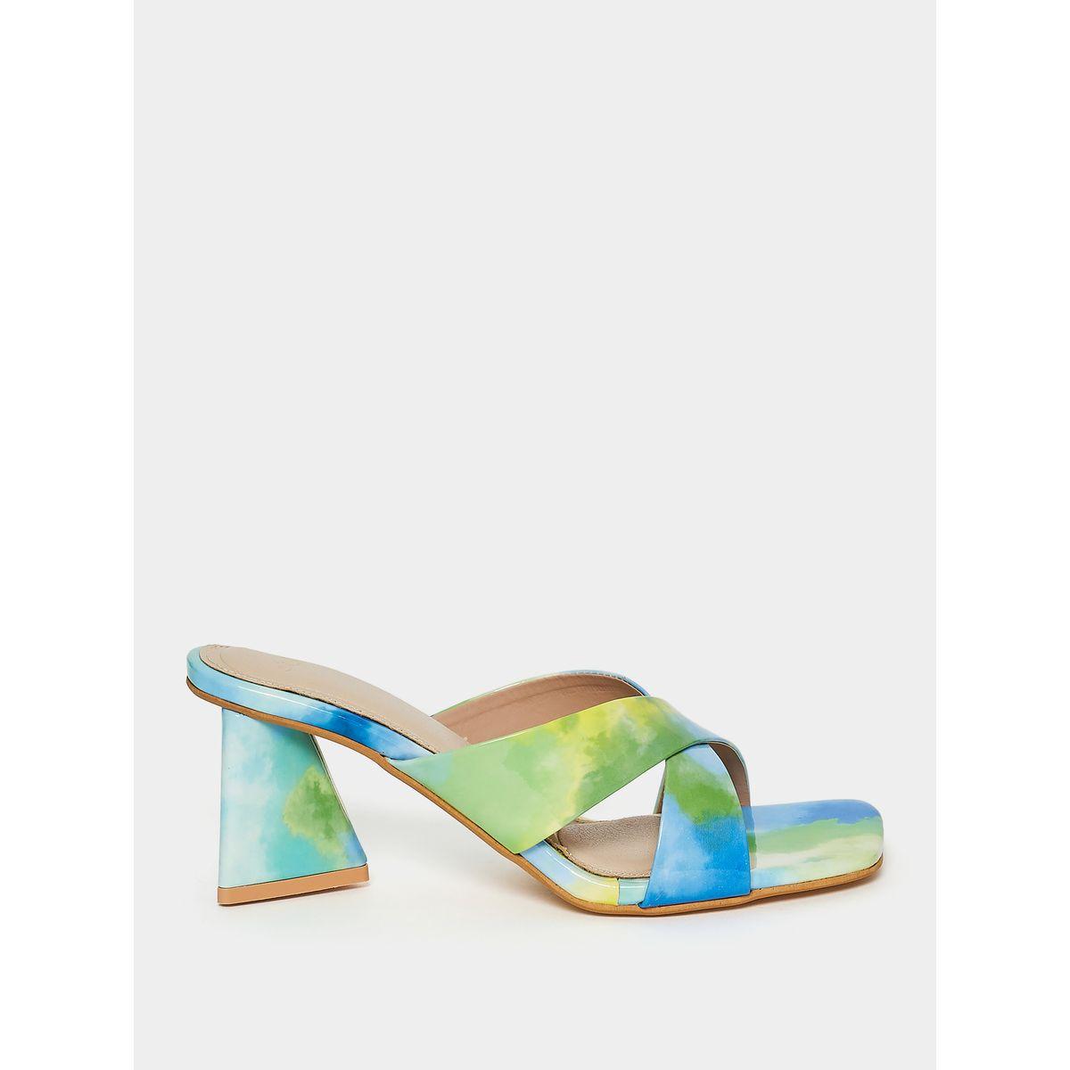 Styli Cross Band Triangular Block Heel Sandals-women-shoes-heels-image-2