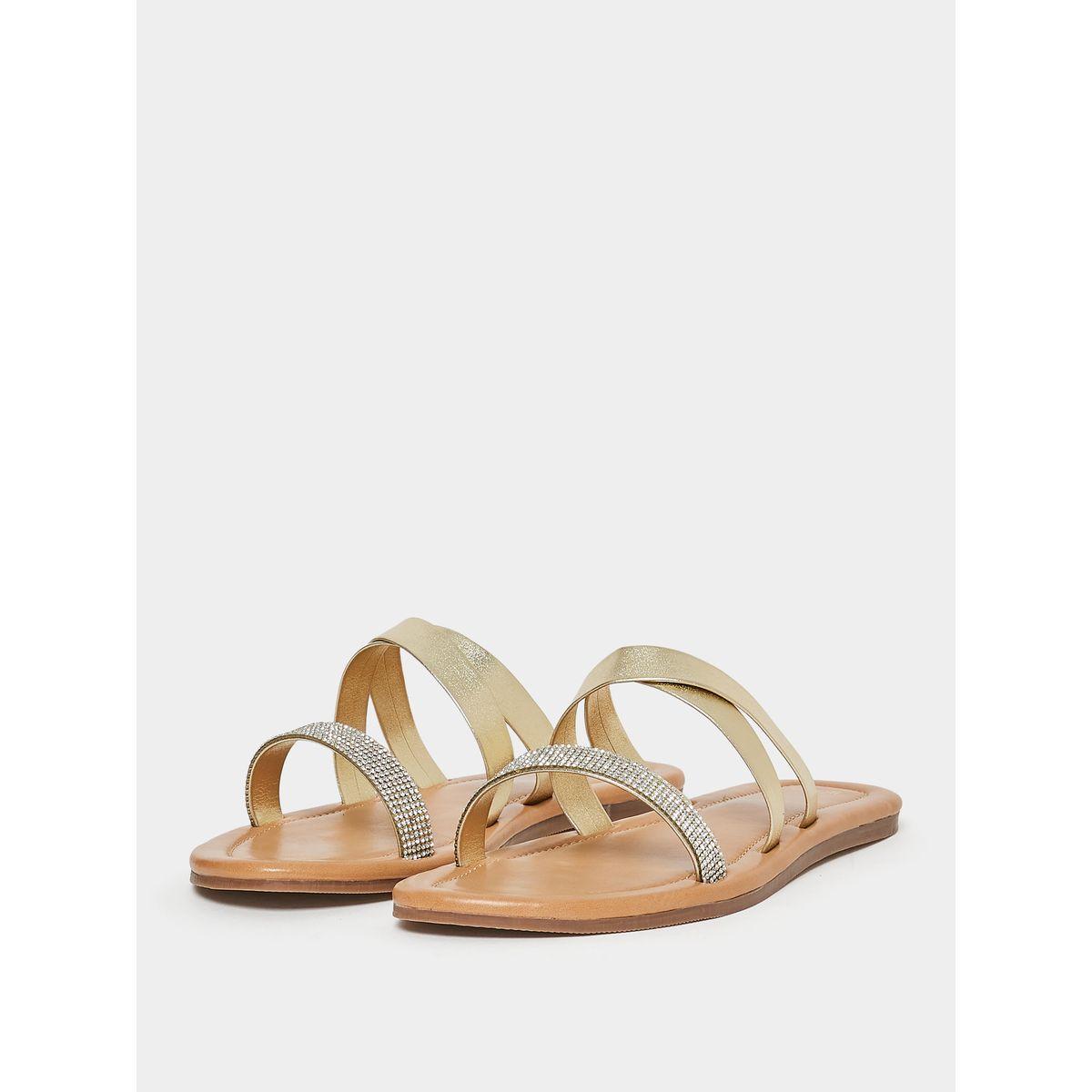 Styli Shimmer Band Criss Cross Flat Sandal-women-shoes-sandals-flats-image-3