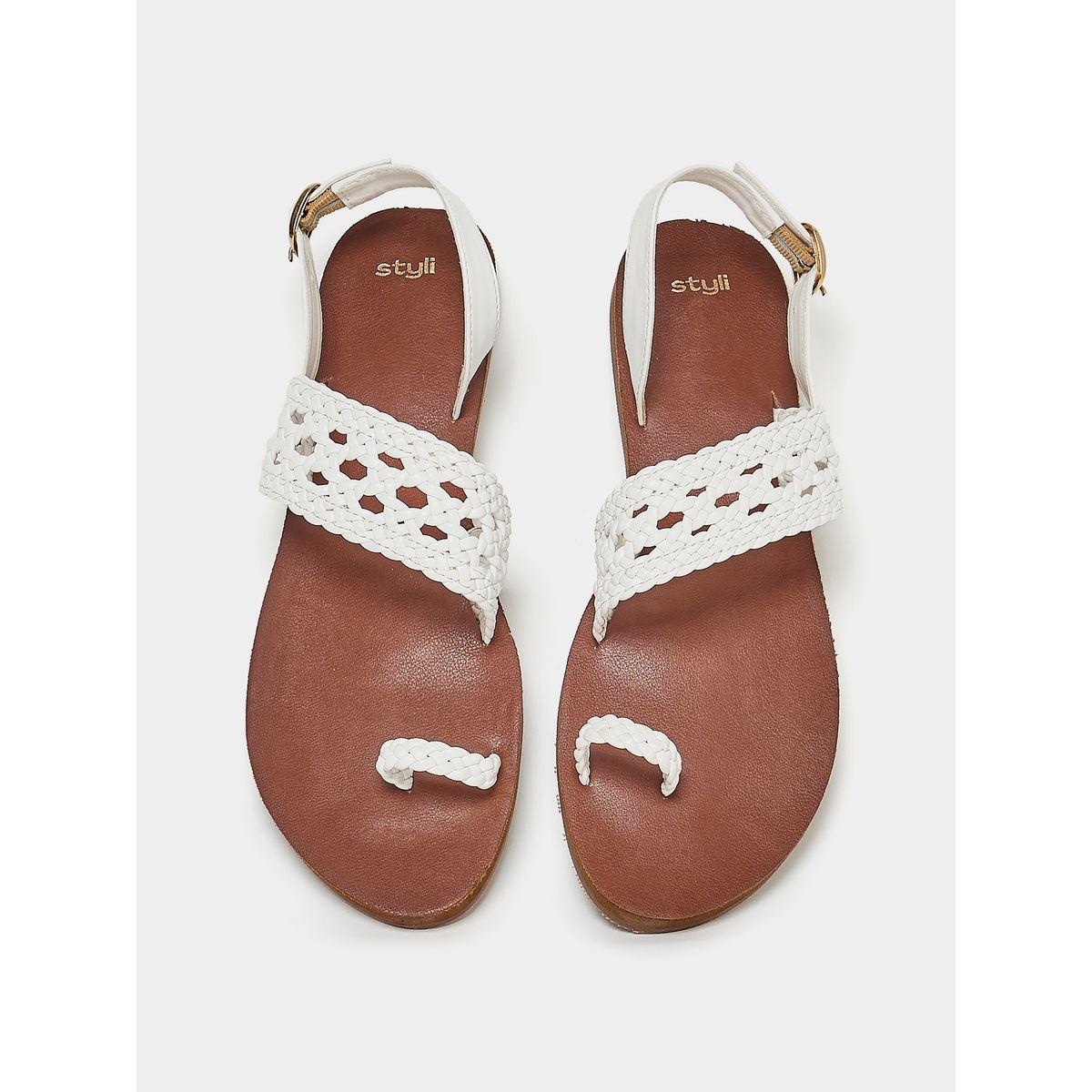 Styli Braided Strap Toe Post Flat Sandals-women-shoes-sandals-flats-image-5