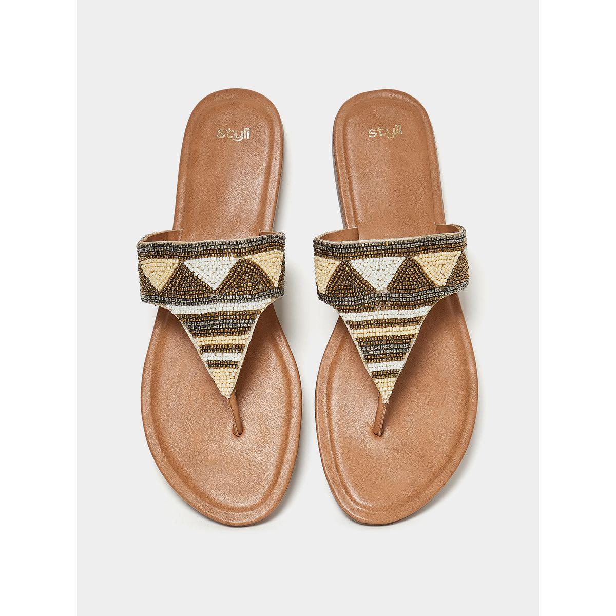 Styli Beaded Band Flat Sandals-women-shoes-sandals-flats-image-5