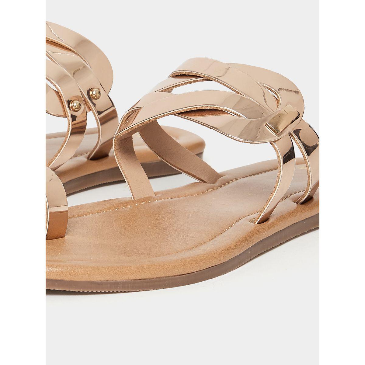 Styli Metallic Toe Cut Flat Sandal-women-shoes-sandals-flats-image-6