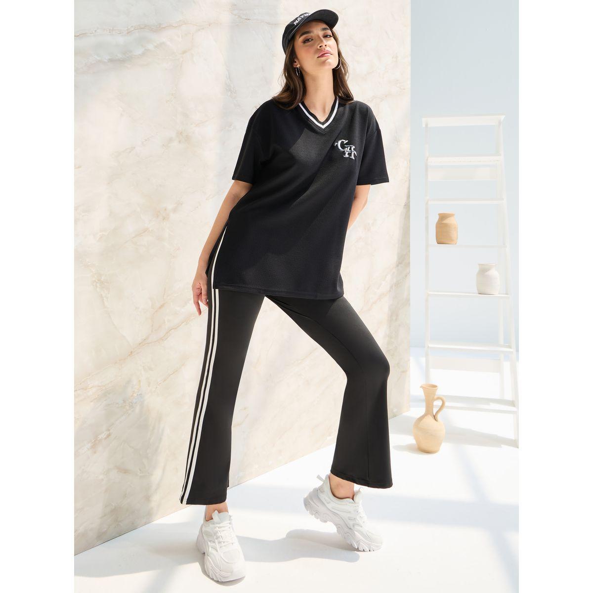 Styli Elevate Oversized Contrast Neck Rib Embroidered T-Shirt-women-clothing-tshirts-image-2