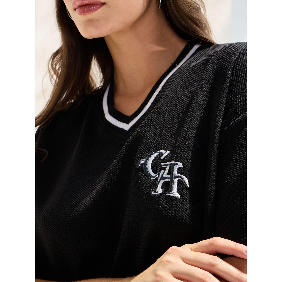 Styli Elevate Oversized Contrast Neck Rib Embroidered T-Shirt-women-clothing-tshirts-image-4