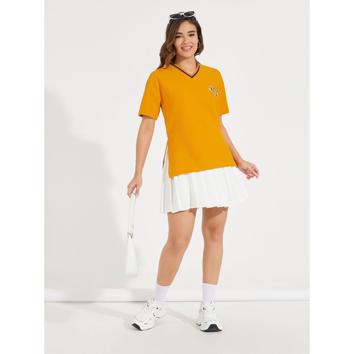 Styli Elevate Oversized Contrast Neck Rib Embroidered T-Shirt-women-clothing-tshirts-image-2