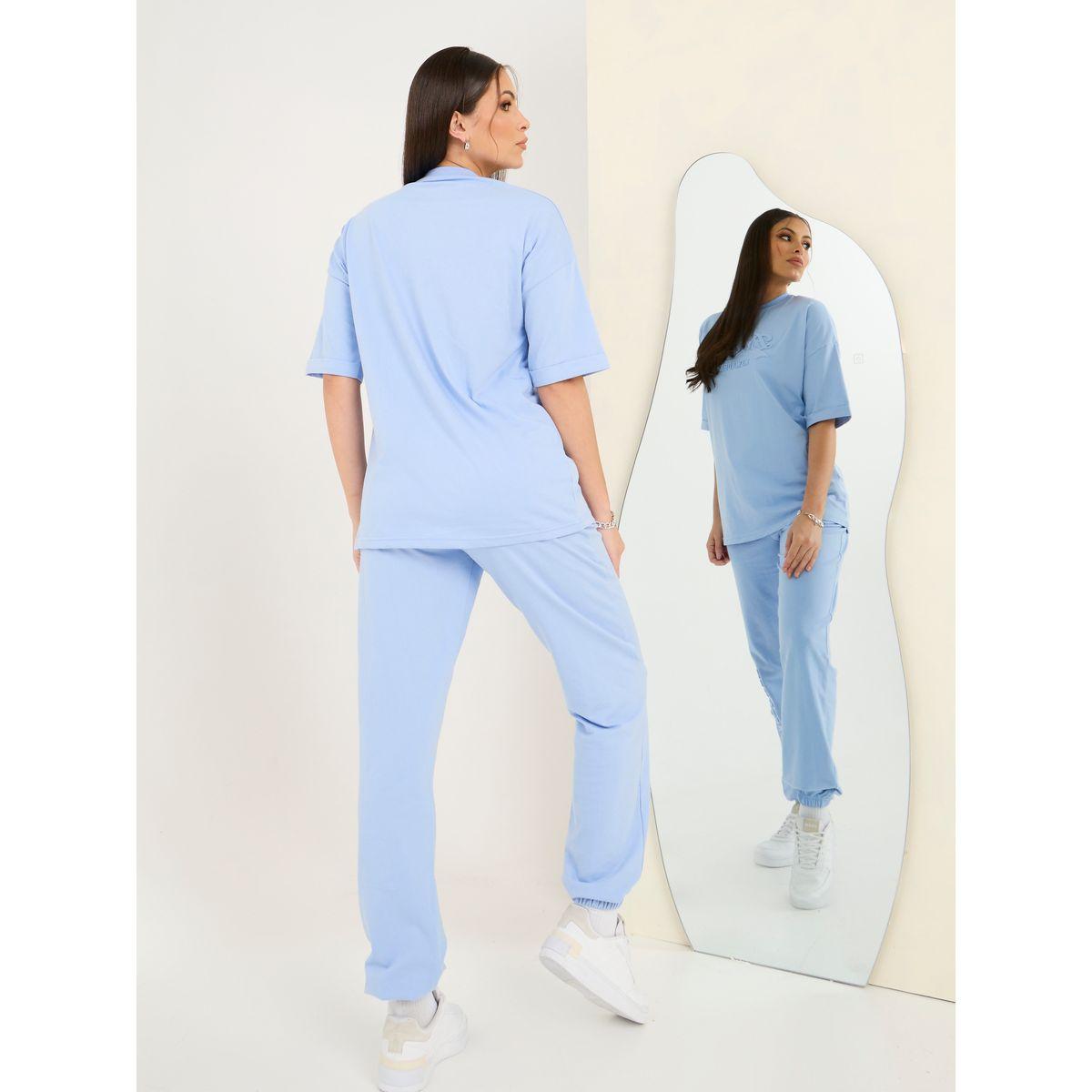 Styli Elevate Oversized Drop Shoulder Embossed Print T-Shirt & Jogger Co-Ords-women-clothing-coordsets-image-7