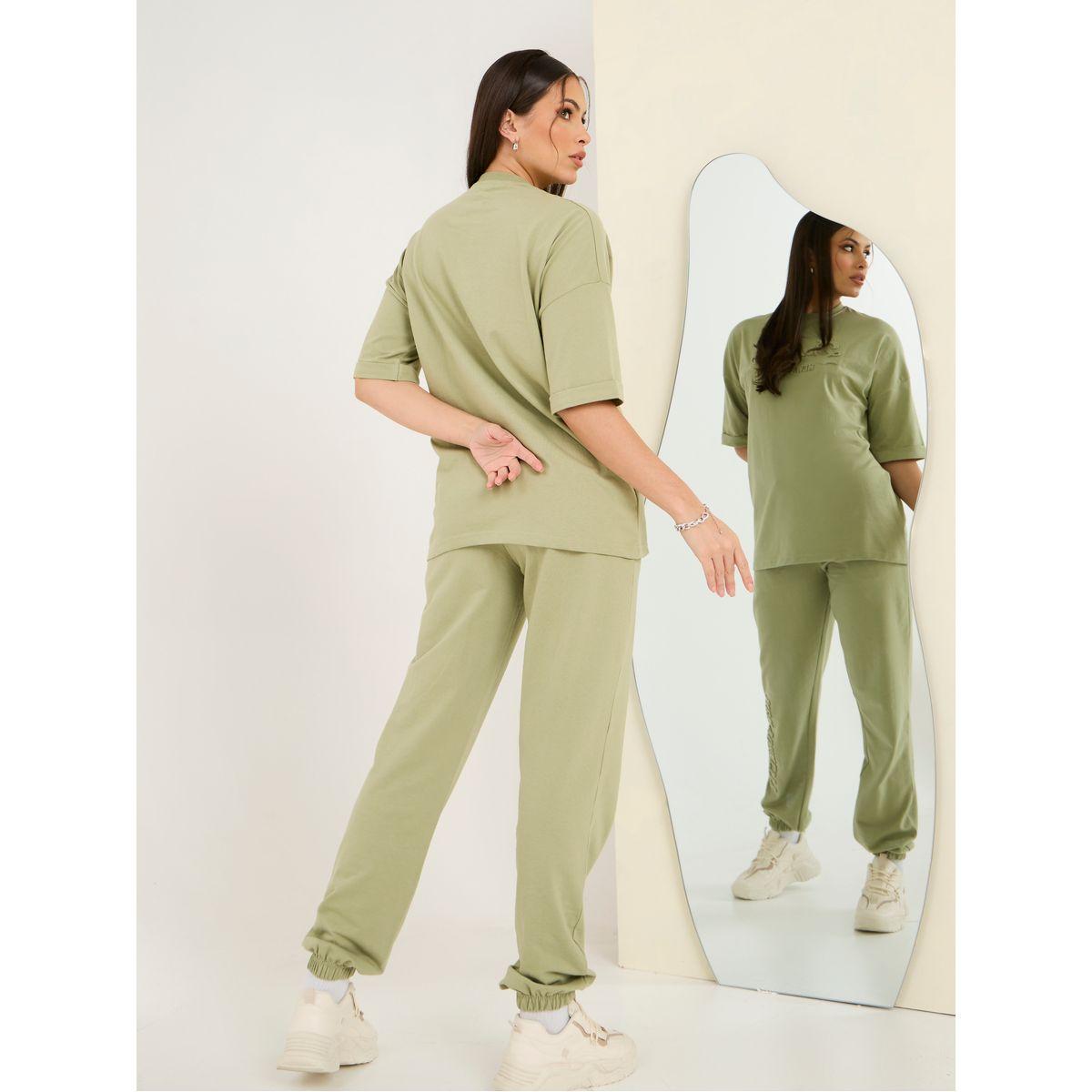 Styli Elevate Oversized Drop Shoulder Embossed Print T-Shirt & Jogger Co-Ords-women-clothing-coordsets-image-8
