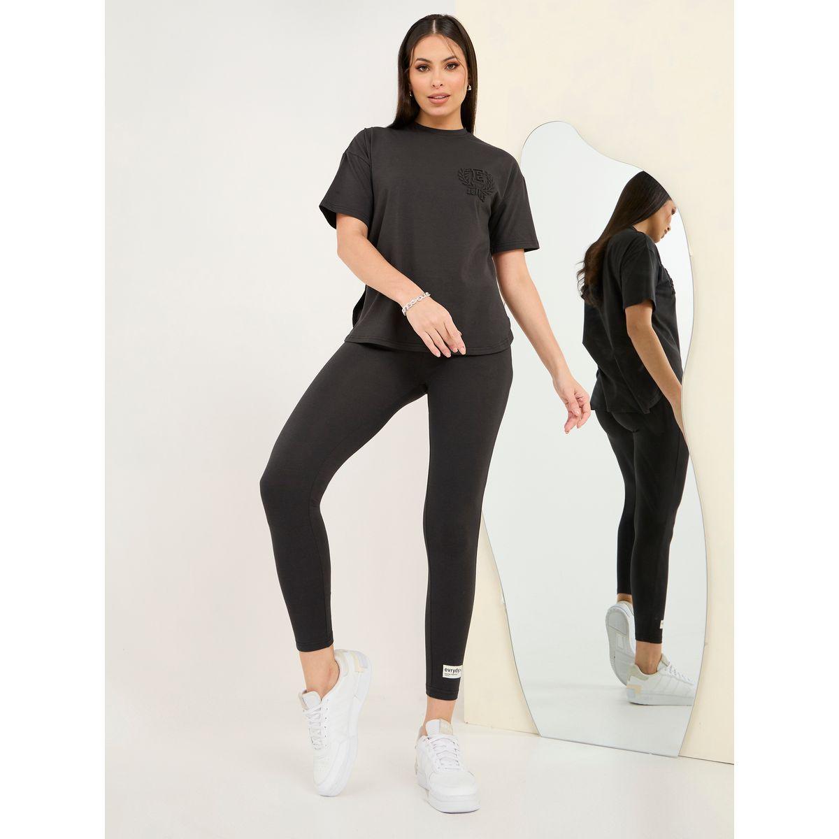 Styli Elevate Oversized Embossed Print T-Shirt & Leggings Co-Ords-women-clothing-coordsets-image-2