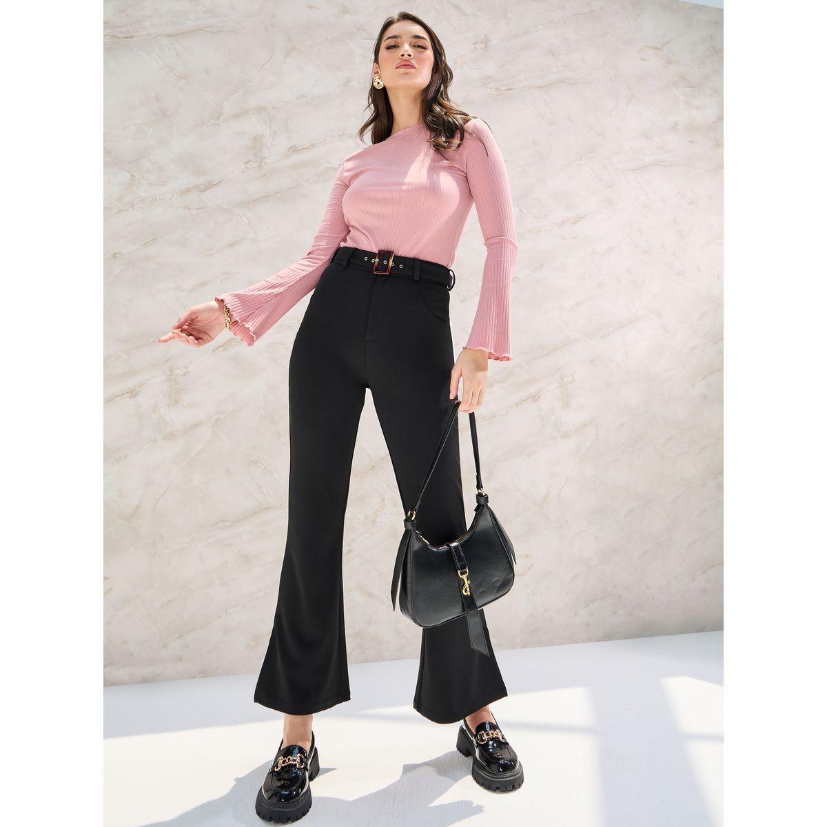 Styli Elevate Side Slit Fit & Flare Pants with Belt-women-clothing-bottoms-trousers-image-1