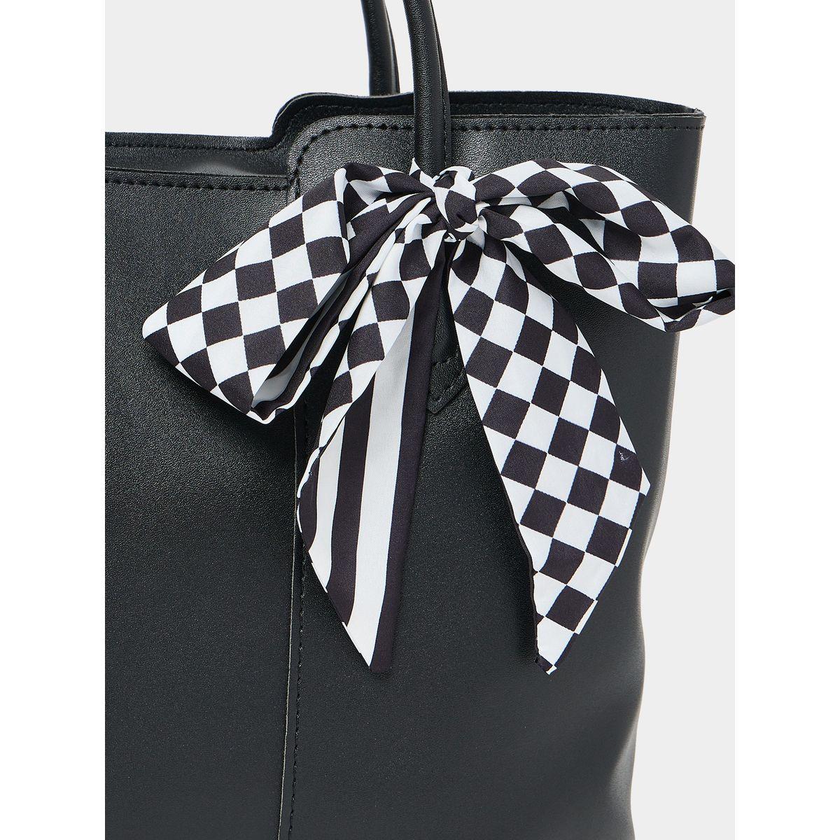 Styli Solid Ribbon Detail Shoulder Bag and Pouch Set-women-bagsandwallets-handbags-image-3