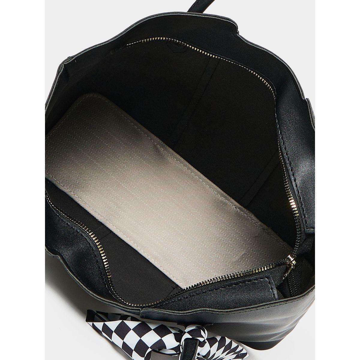 Styli Solid Ribbon Detail Shoulder Bag and Pouch Set-women-bagsandwallets-handbags-image-4