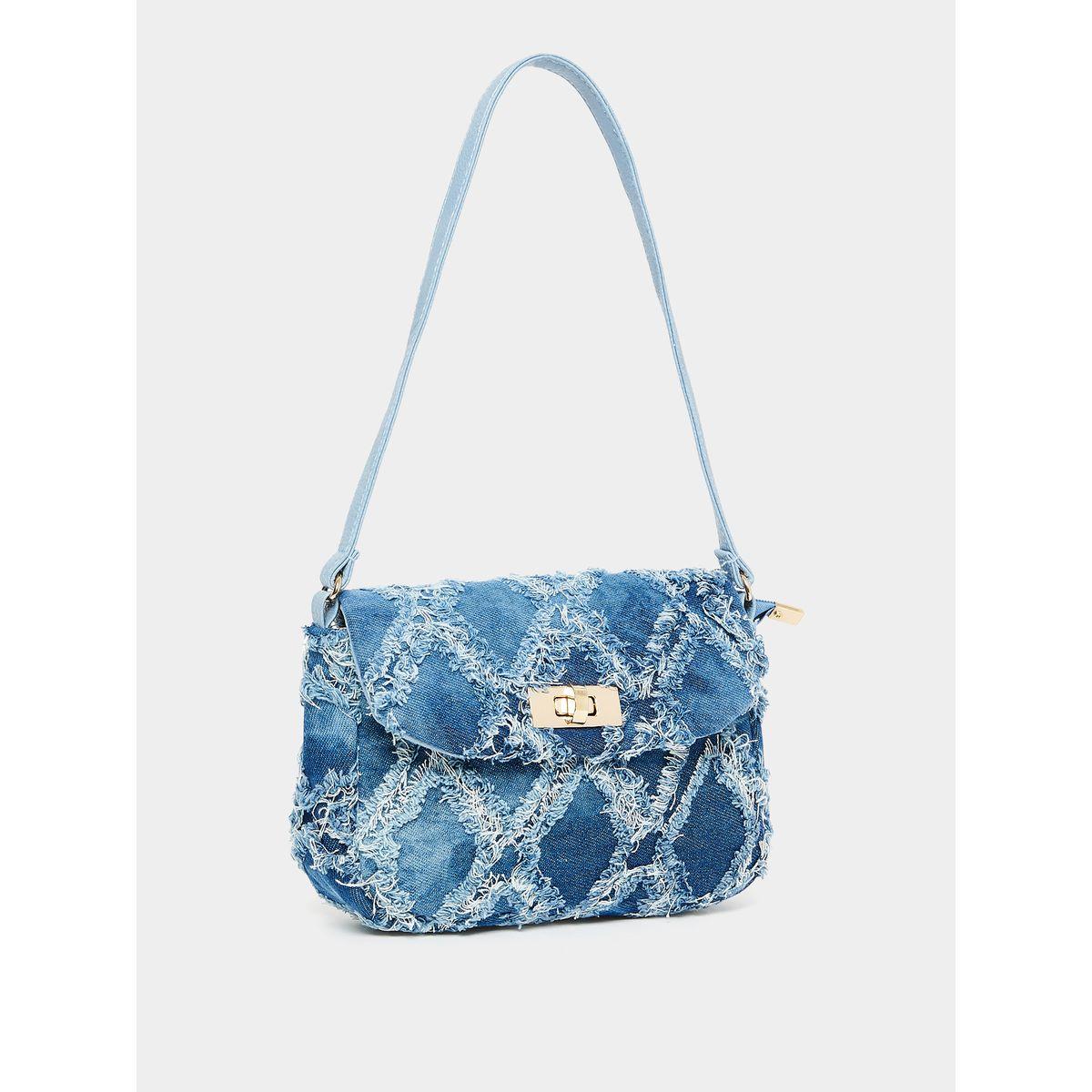 شنطة دنيم بتفاصيل بارزة الملمس-women-bagsandwallets-handbags-image-1