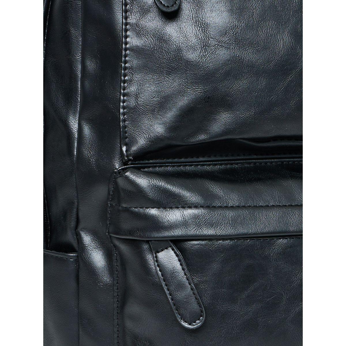 Styli Front Pocket Detail Faux Leather Backpack-women-bagsandwallets-backpacks-image-2