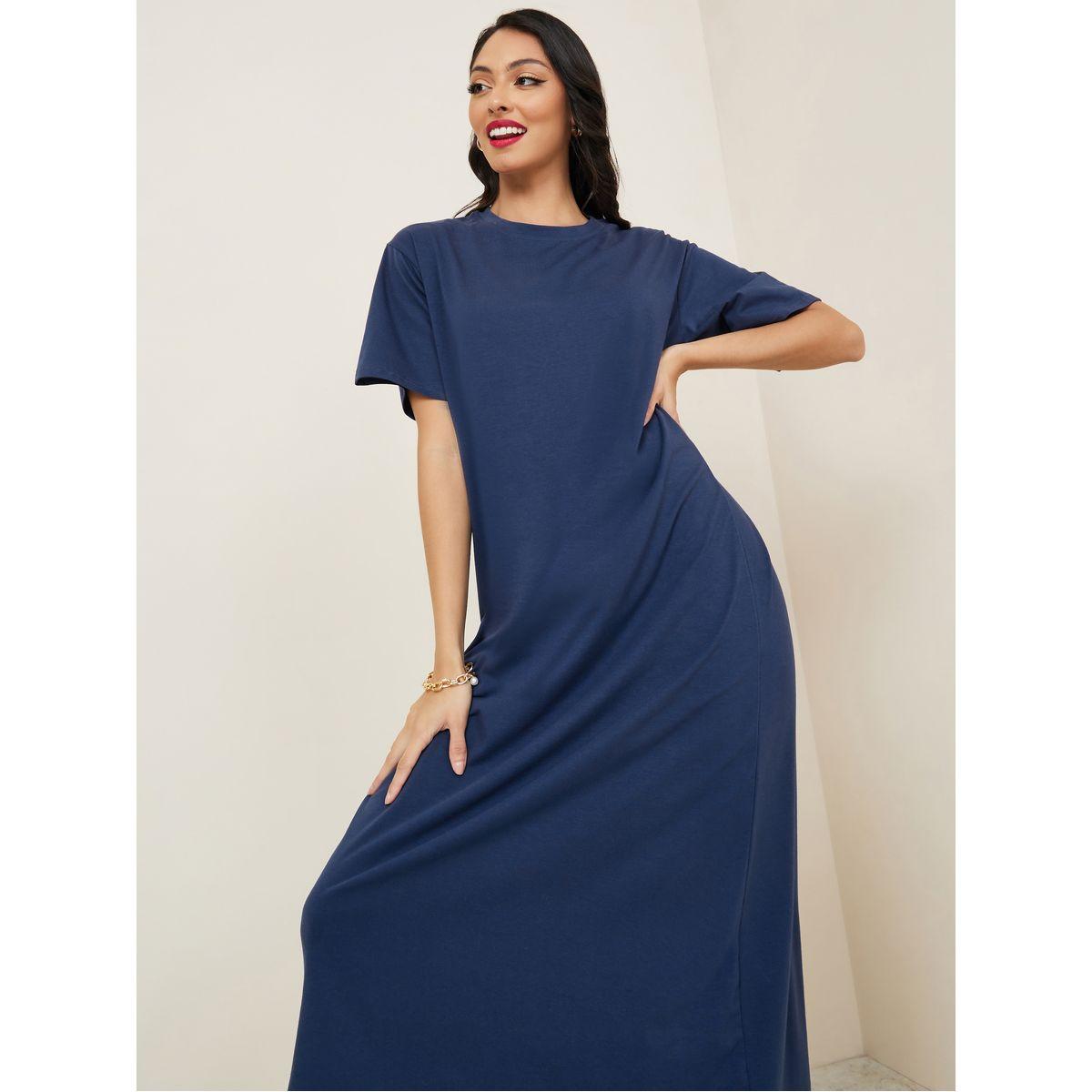 Styli Back Print Detail T-Shirt Midi Dress-women-clothing-dresses-image-2